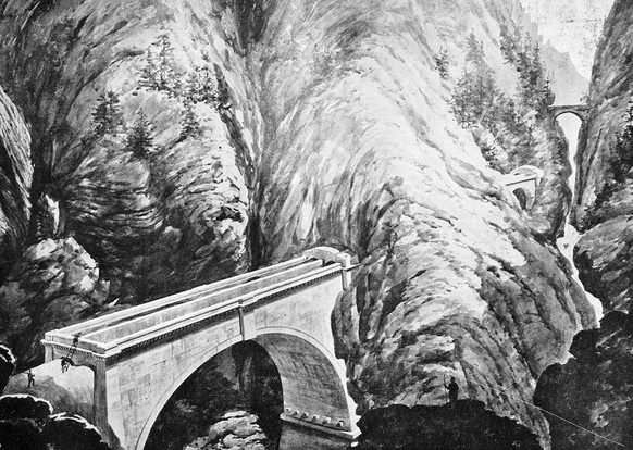Caminada prévoyait aussi des ponts pour les bateaux. Par exemple pour franchir la gorge de Viamala.