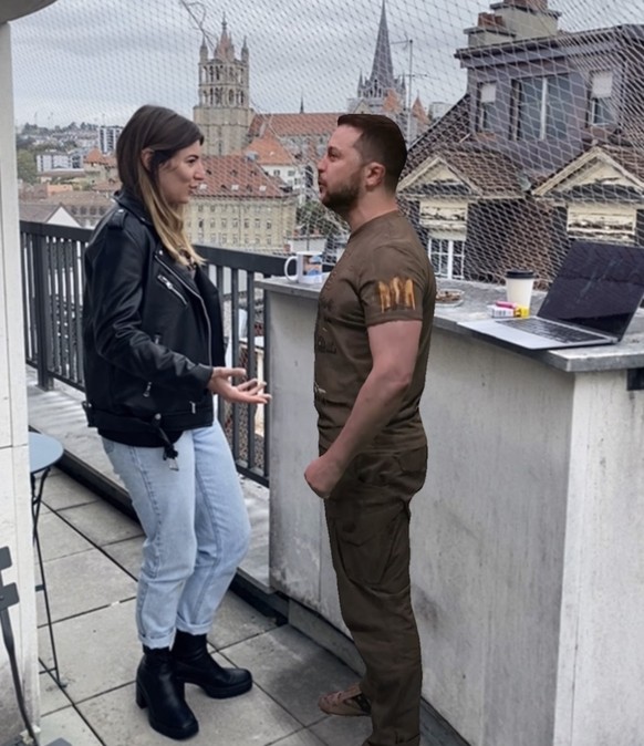 Zelensky, sur le balcon de watson, au calme.