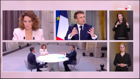 Emmanuel Macron en direct dans le 13 Heures de France 2 et TF1 au sujet de la réforme des retraites.