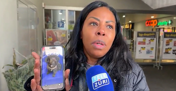 Renata Dos Santos et sa chienne Dora, disparue devant une Coop.