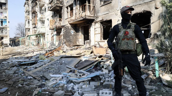 Un soldat du groupe Wagner à Bakhmout