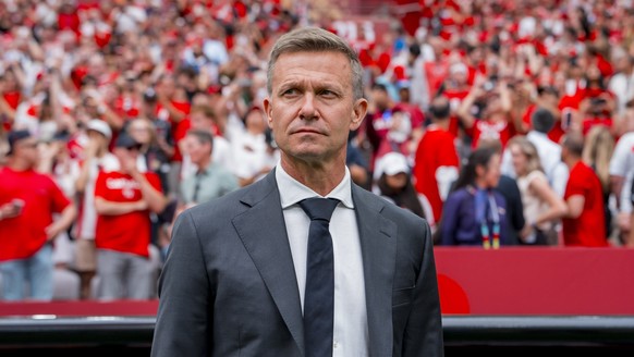 epa13048222 Canada manager Jesse Marsch in the first half during the FIFA World Cup 2026 group stage match Canada against Qatar, in Vancouver, Canada, 18 June 2026. EPA/BOB FRID