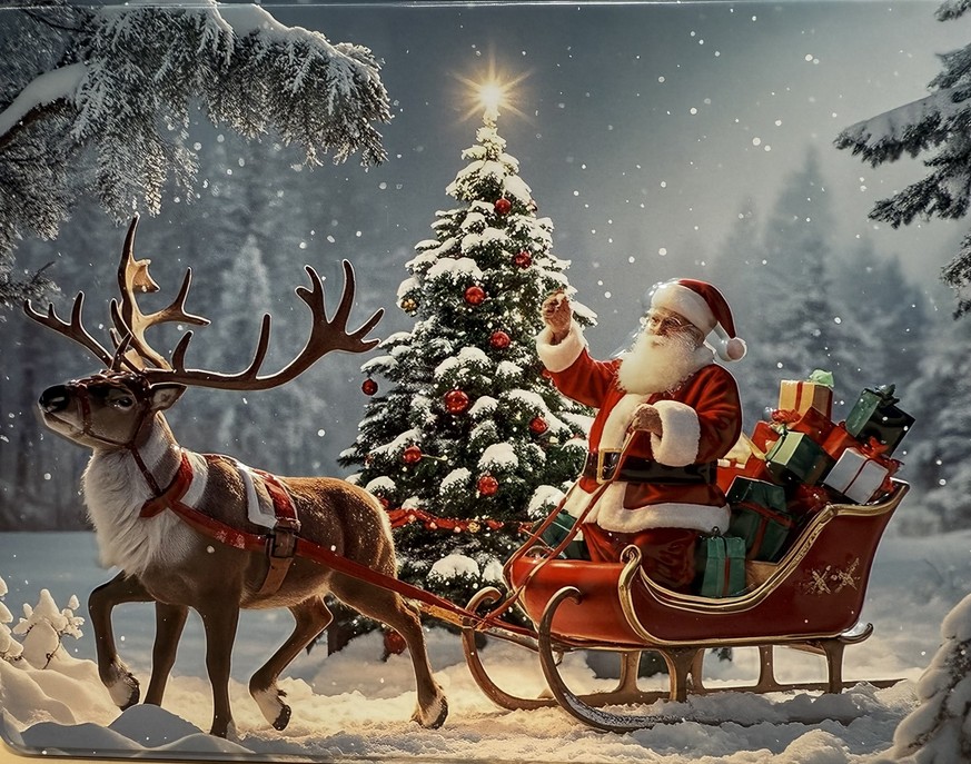 Avec ce renne, le Père Noël se déplace très rapidement!