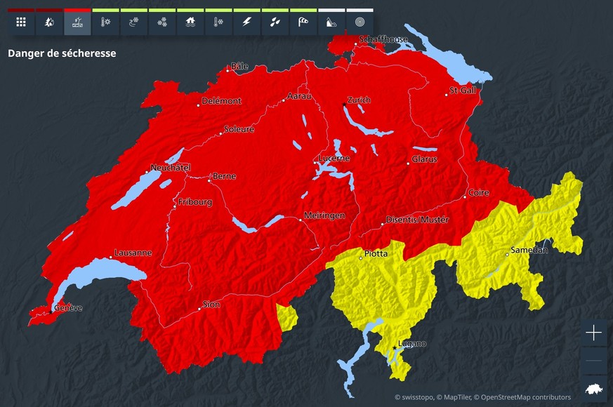 Le niveau de sécheresse reste très préoccupant en Suisse, particulièrement pour le secteur agricole.