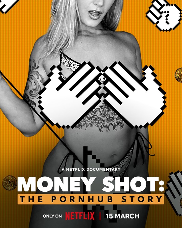L&#039;affiche du film documentaire Netflix: &quot;Money Shot: The Pornhub Story&quot;.