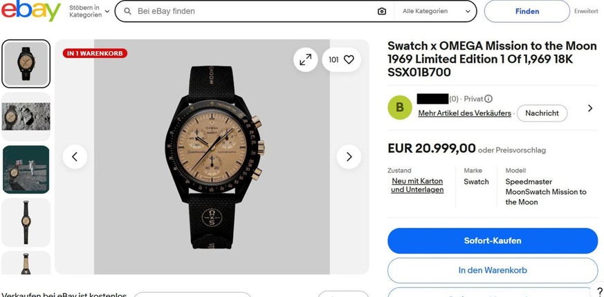 L'édition limitée de la montre «Monduhr» est désormais disponible sur eBay. Ici, pour un peu moins de 21 000 euros.