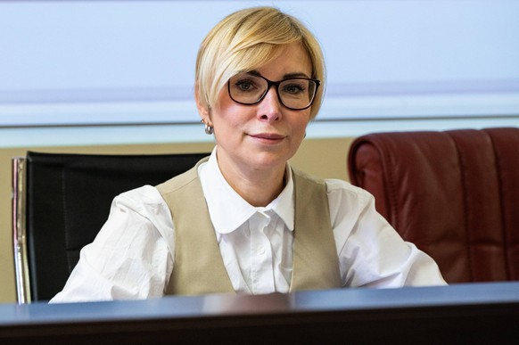 Italian Brothers Party Press Conference In Rome On April 2 2025 Italian politician Rachele Mussolini, the granddaughter of fascist dictator Benito Mussolini, attends an Italian Brothers party press co ...