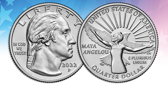 maya angelou quarter 25 centimes dollars monnaie Etats-Unis afro-américain poésie