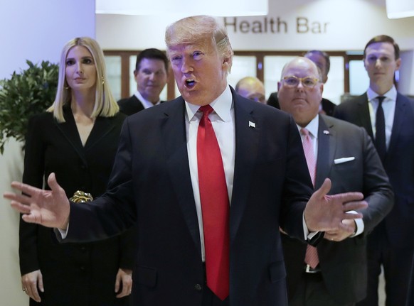 U.S. President Donald Trump reacts after addressing the World Economic Forum in Davos, Switzerland, Tuesday, Jan. 21, 2020. The 50th annual meeting of the forum will take place in Davos from Jan. 21 u ...