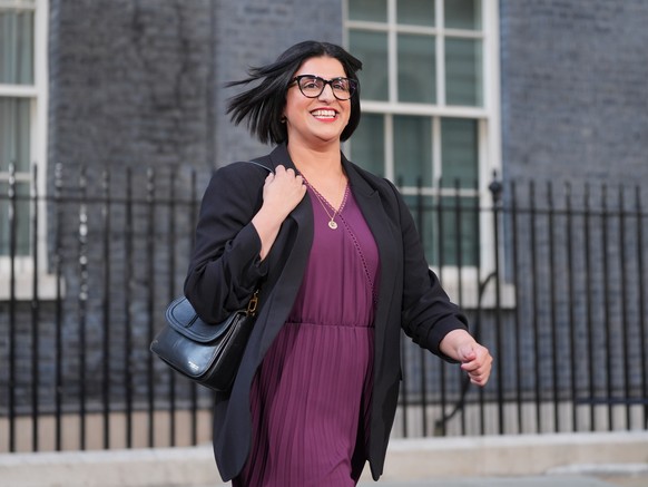 British Home Secretary Shabana Mahmood leaves number 10 Downing Street, as new British Prime Minister Andy Burnham has entered number 10 Downing Street and among his first tasks is the selection of hi ...