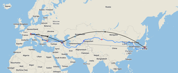 Désormais, la Russie doit être contournée. La nouvelle ligne aérienne mesure au moins 11'000 kilomètres.