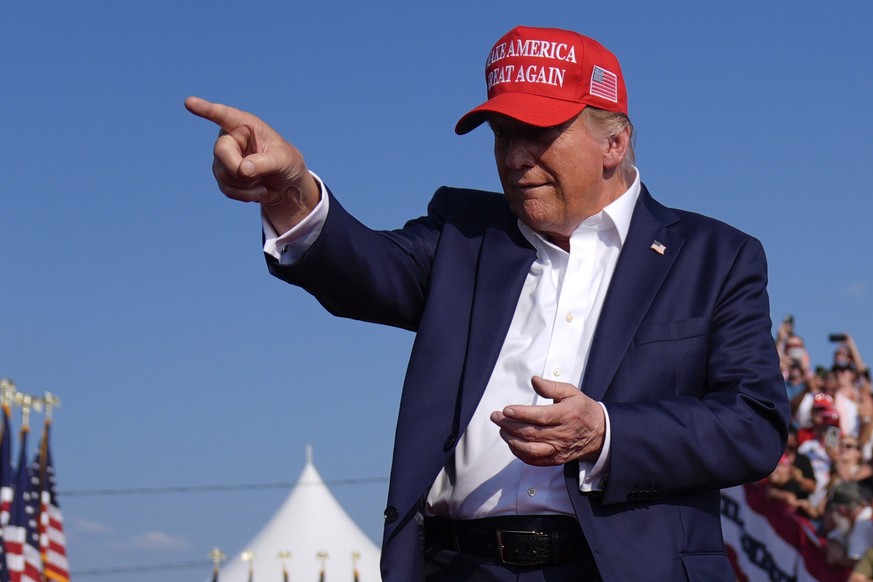 Republican presidential candidate former President Donald Trump arrives for a campaign rally, Saturday, July 13, 2024, in Butler, Pa. (AP Photo/Evan Vucci)
Donald Trump