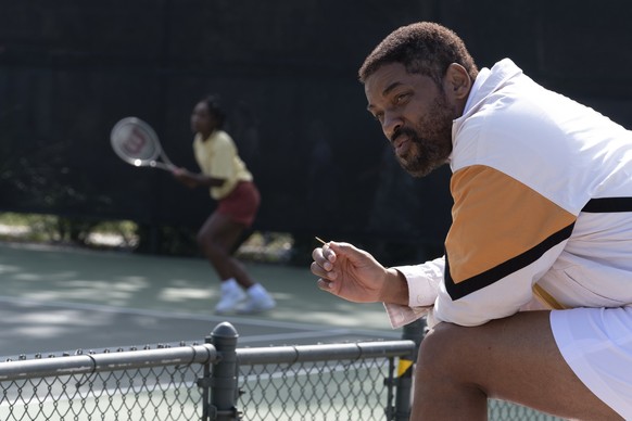 This image released by Warner Bros. Pictures shows Will Smith in a scene from &quot;King Richard.&quot; (Warner Bros. Pictures via AP)