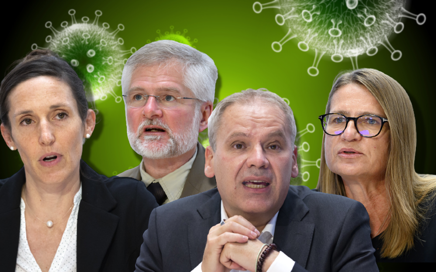 Certains des experts de l'OFSP, de gauche à droite: Tanja Stadler, Rudolf Hauri, Patrick Mathys et Virginie Masserey.