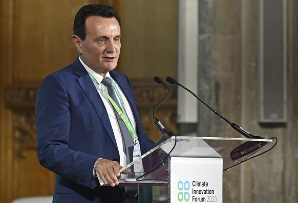 AstraZeneca CEO Pascal Soriot speaks during the Climate Innovation Forum at the Guildhall in London, Wednesday, June 28, 2023. The Climate Innovation Forum aims to bring together leaders from governme ...