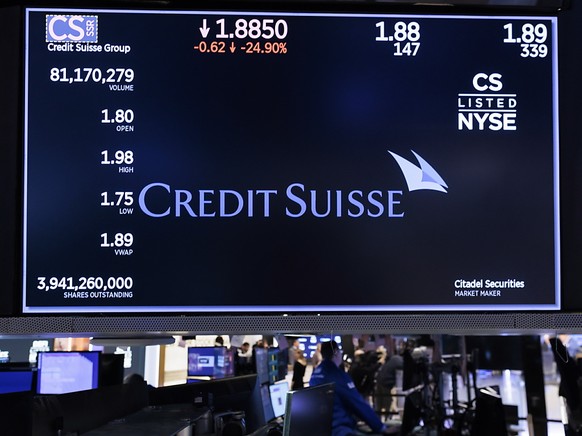 Le Credit Suisse a vécu une journée cauchemardesque mercredi en bourse, comme ici à New York.