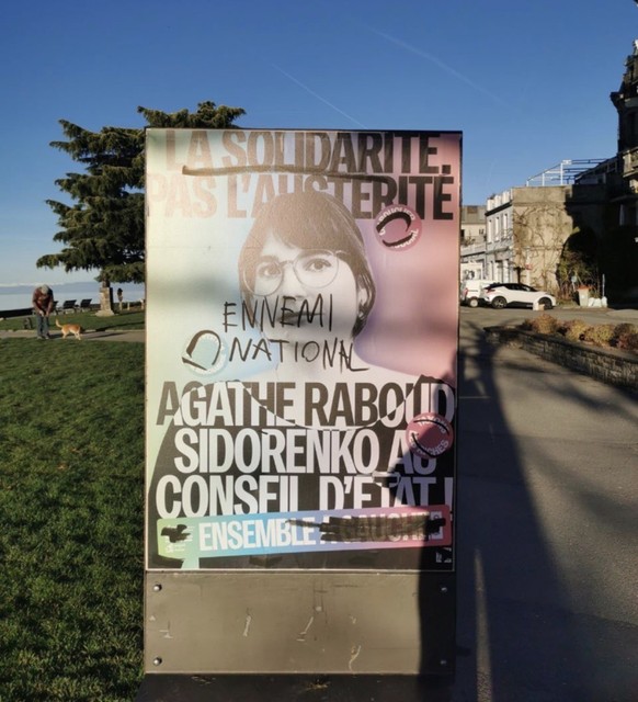 Une affiche électorale prise d'Agathe Raboud Sidorenko.