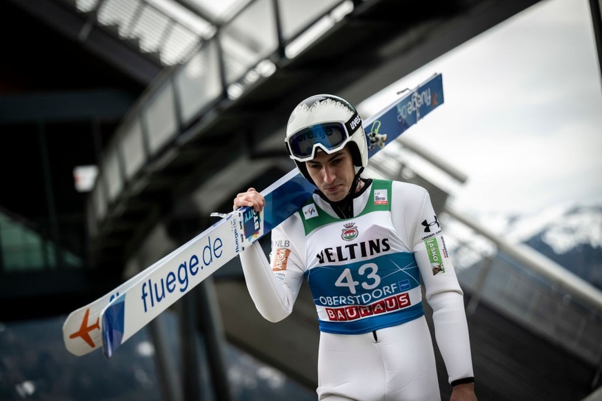 OBERSTDORF, GERMANY - DECEMBER 28: Timi Zajc of Slovenia looks on before the FIS World Cup Ski Jumping Four Hills Tournament Men Oberstdorf Individual HS137 on December 28, 2023 in Oberstdorf, Germany ...