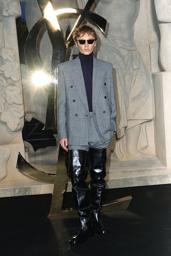Calum Harper at the Saint Laurent fashion show as part of Spring/Summer 2026 Paris Fashion Week held at Fontaine du Trocadéro on September 29, 2025 in Paris, France. (Photo by River Callaway/WWD via G ...