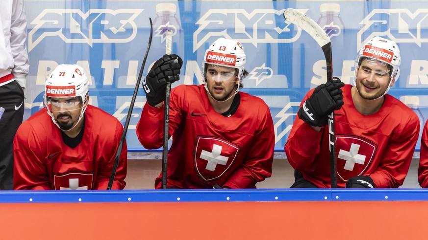Jonas Siegenthaler, Nico Hischier et Timo Meier (de gauche à droite) ont de quoi être confiants avant ce Mondial.