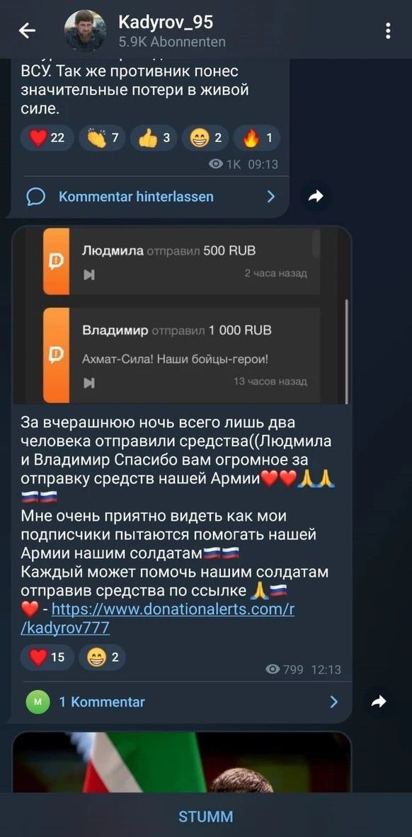 Kadyrow Telegram Kadyrov