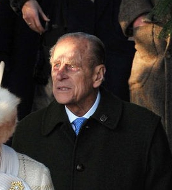 SANDRINGHAM, UNITED KINGDOM - DECEMBER 25: Queen Elizabeth II and Prince Philip, Duke of Edinburgh attend the Christmas Day Church Service with other members of the Royal family, at St Mary's Chu ...
