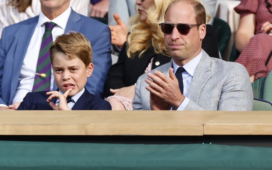 epa10750159 Britain&#039;s Catherine Princess of Wales (L) and Spain&#039;s King Felipe VI (R) have a chat during the Men&#039;s Singles final match Novak Djokovic of Serbia against Carlos Alcaraz of  ...
