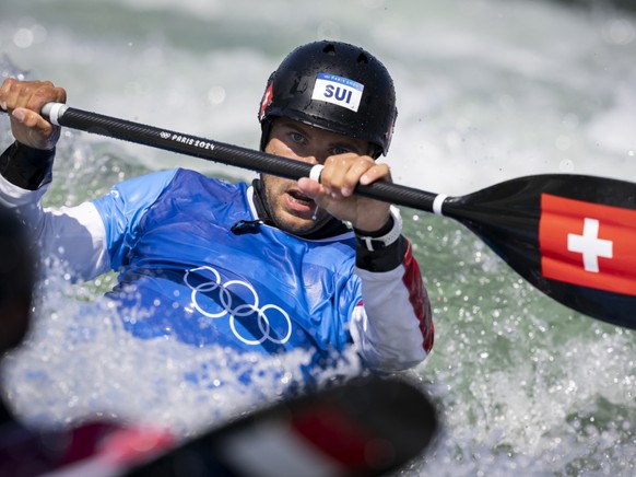 Le Genevois Martin Dougoud, ici lors des JO 2024 à Paris, s'est montré en forme sur le site qui accueillera les épreuves de slalom aux JO 2028.