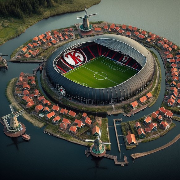Le stade rotterdamois déplacé entre les célèbres moulins à vent de Kinderdijk, situés à quelques kilomètres seulement de la cité batave. Le site permet de mesurer l'ingénierie des Hollandais dans la m ...