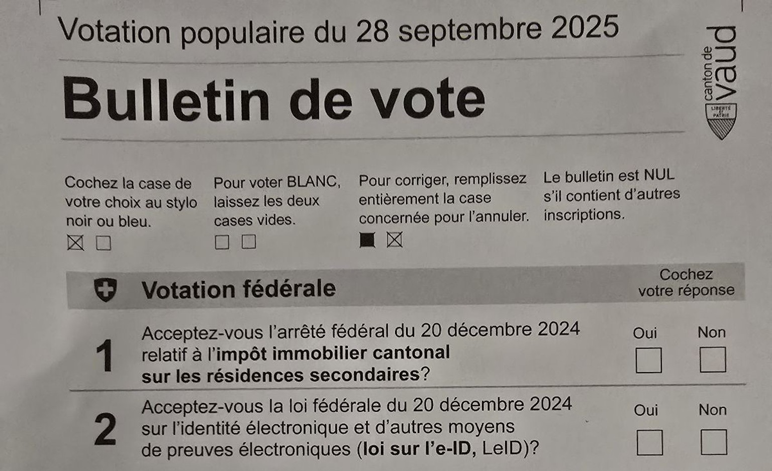 Le bulletin de vote de septembre 2025 sur la valeur locative