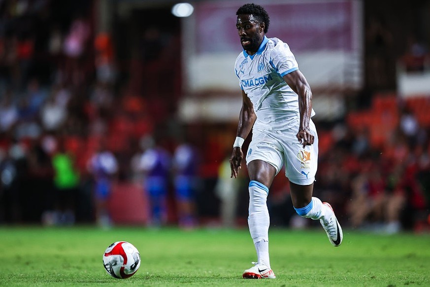 TARRAGONA, SPAIN - JULY 29: Ulisses Garcia of Olympique Marseille run with the ball during the AirCup match between Valencia and Marseille at Nou Estadi Costa Daurada on July 29, 2025 in Tarragona, Sp ...