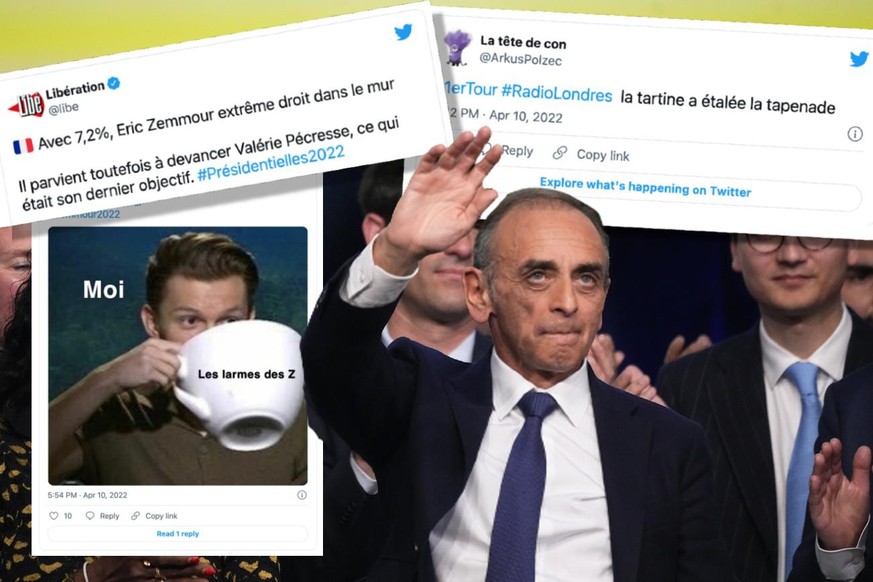 Twitter rit (méchamment) du flop d&#039;Eric Zemmour au 1er tour. watson