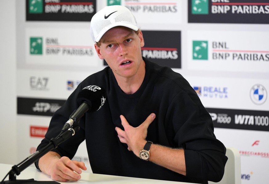 epa12938869 Jannik Sinner of Italy attends a press conference at the Italian Open tennis tournament in Rome, Italy, 07 May 2026. EPA/ETTORE FERRARI