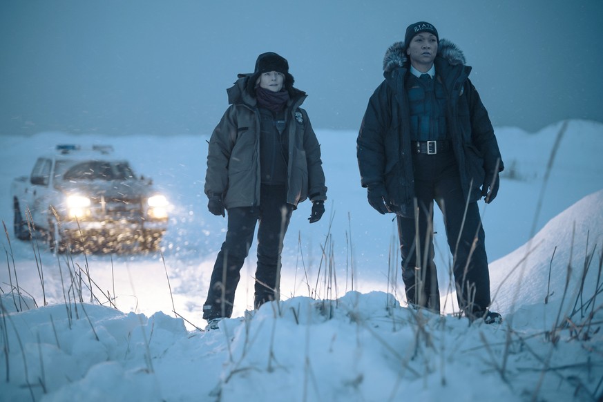 This image released by HBO shows Kali Reis, right, and Jodie Foster in a scene from &quot;True Detective: Night Country.&quot; (HBO via AP)