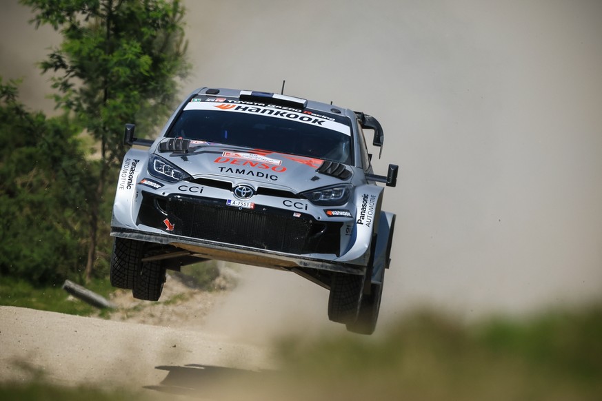 epa12110018 Kalle Rovanpera of Finland drives his Toyota GR Yaris Rally 1 during the WRC Rally de Portugal 2025 in Vieira do Minho, Portugal, 17 May 2025. EPA/JOSE COELHO