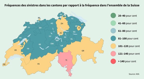 sinistres accident conduite Suisse Tessin cantons fréquence