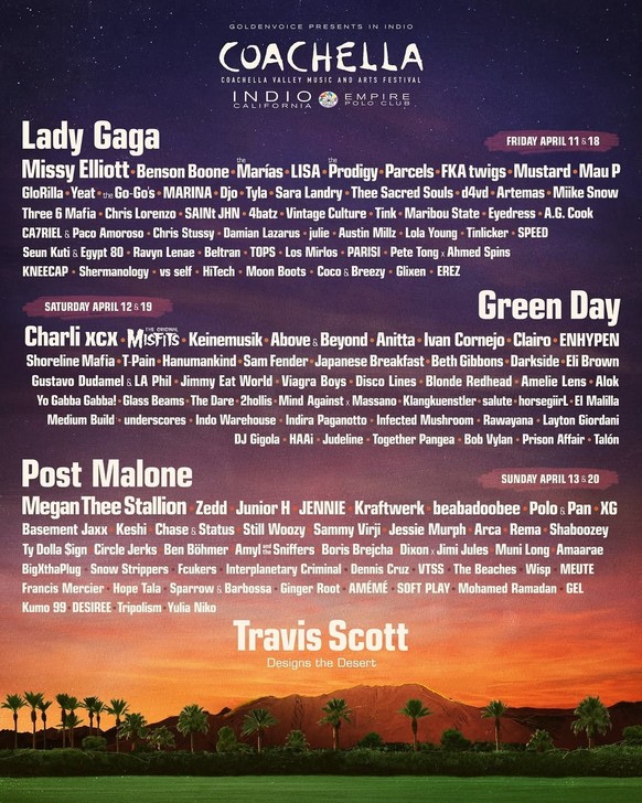 La programmation de Coachella en une image.