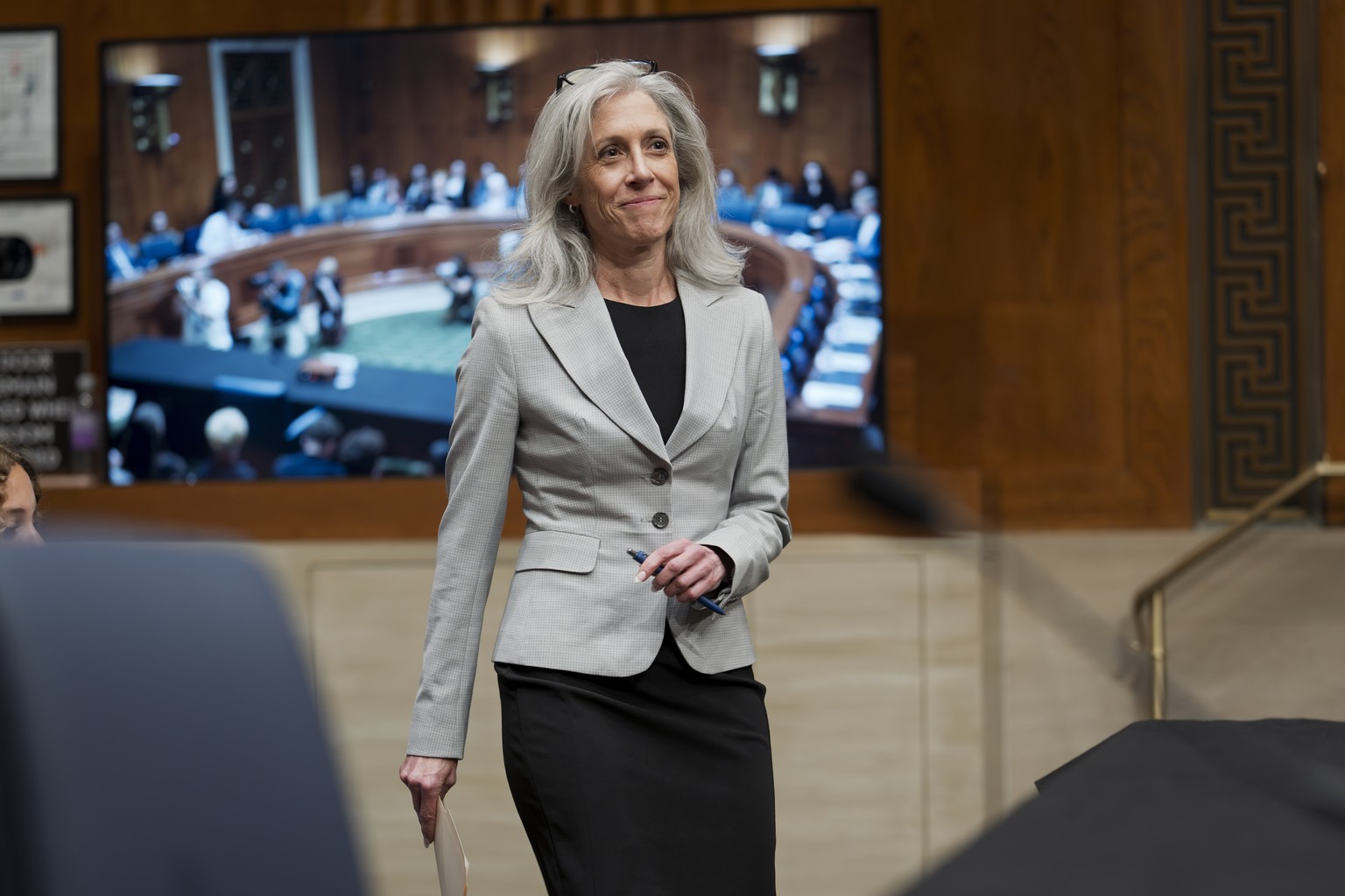 FILE - Susan Monarez, President Donald Trump&#039;s nominee to be director of the Centers for Disease Control and Prevention, arrives to testify before the Senate HELP Committee, at the Capitol in Was ...