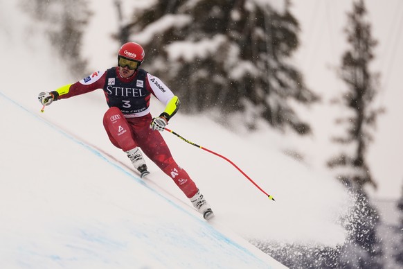 Austria's Stefan Eichberger competes during a World Cup men's super-G skiing race, Friday, Dec. 5, 2025, in Beaver Creek, Colo. (AP Photo/Robert F. Bukaty)
US World Cup Super G Skiing