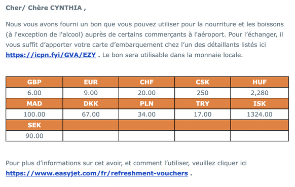 Voucher d&#039;Easyjet