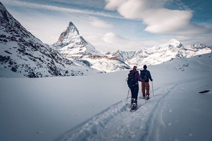 Schneeschuhtrails Anfänger Zermatt Riffeltrail Panoramatrail