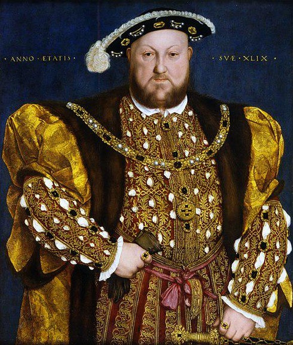 Portrait d'Henry VIII, dont la cour a été ravagée par la suette anglaise. Mais la vie de ce monsieur ne se résume pas qu'à cette sombre histoire (il a fait décapiter une de ses femmes, par exemple).