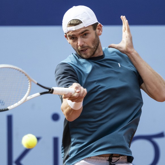 Jérôme Kym, ici lors du Swiss Open de Gstaad en juillet, vise une première qualification dans un tournoi du Grand Chelem (archives).