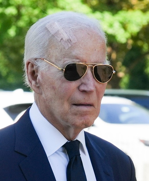President Joe Biden arrives at the funeral for former governor and U.S. Representative Mike Castle at St. Joseph on the Brandywine Church in Greenville, August 22, 2025.