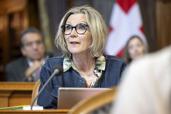 Staenderaetin Maya Graf, GP-BL, spricht waehrend der Herbstsession der Eidgenoessischen Raete, am Donnerstag, 18. September 2025 im Staenderat in Bern. (KEYSTONE/Anthony Anex)