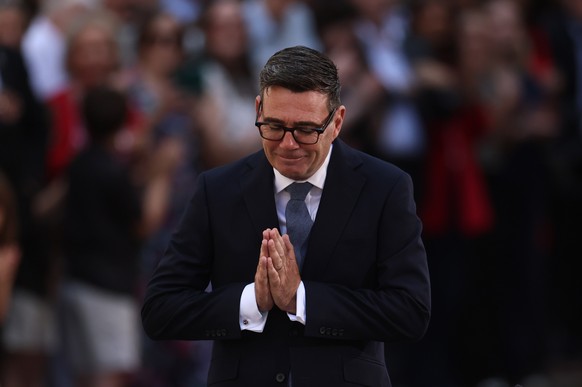 epa13122841 Britains new Prime Minster Andy Burnham delivers a speech as he arrives at Downing Street from an audience with King Charles III in London, Britain, 20 July 2026. Andy Burnham is the new  ...
