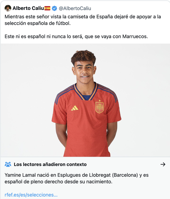 tweet raciste sur LamineYamal