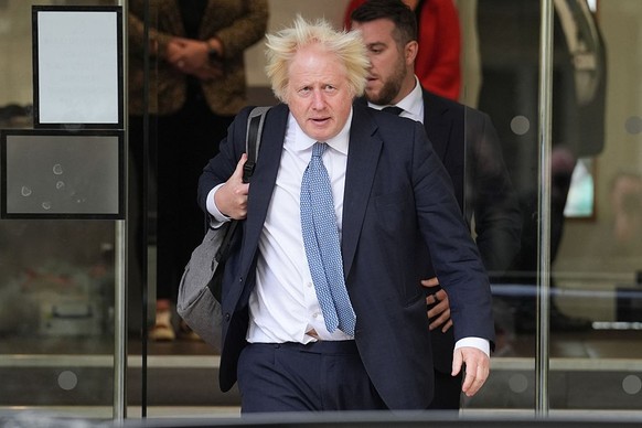 Former prime minister Boris Johnson leaves Dorland House in London after giving evidence for module 8 (children and young people) in the UK Covid-19 Inquiry. Picture date: Tuesday October 21, 2025. (P ...
