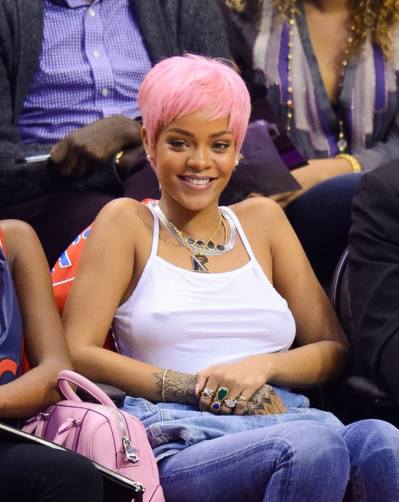 Rihanna lors d&#039;un match de la NBA, le 15 mai 2014 à Los Angeles.