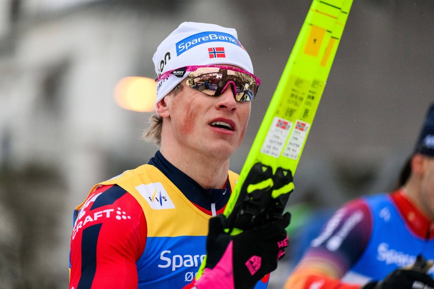 260312 Johannes Hosflot Klaebo of Norway competes in men s classic technique sprint quarter final during the FIS Cross-Country World Cup on March 12, 2026 in Drammen. Photo: Marius Simensen / BILDBYRA ...